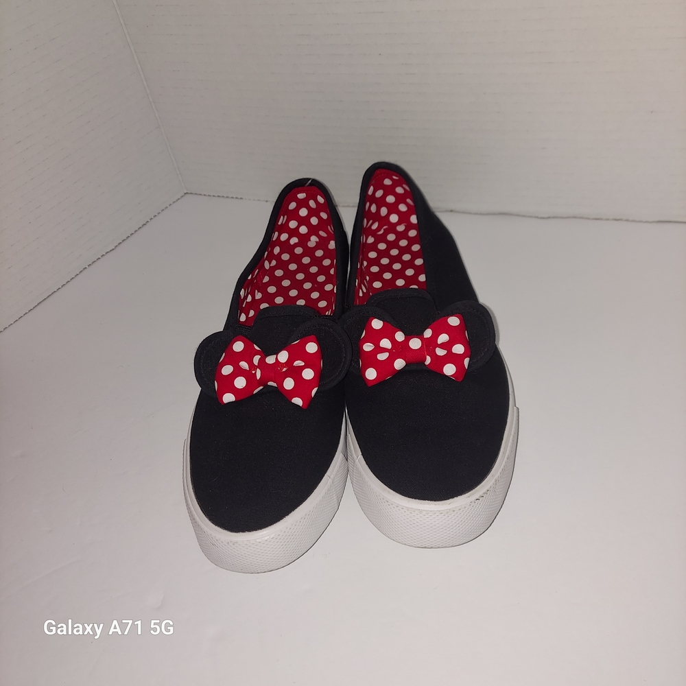 Disney Black Sneakers with Red Polka Dot Bow